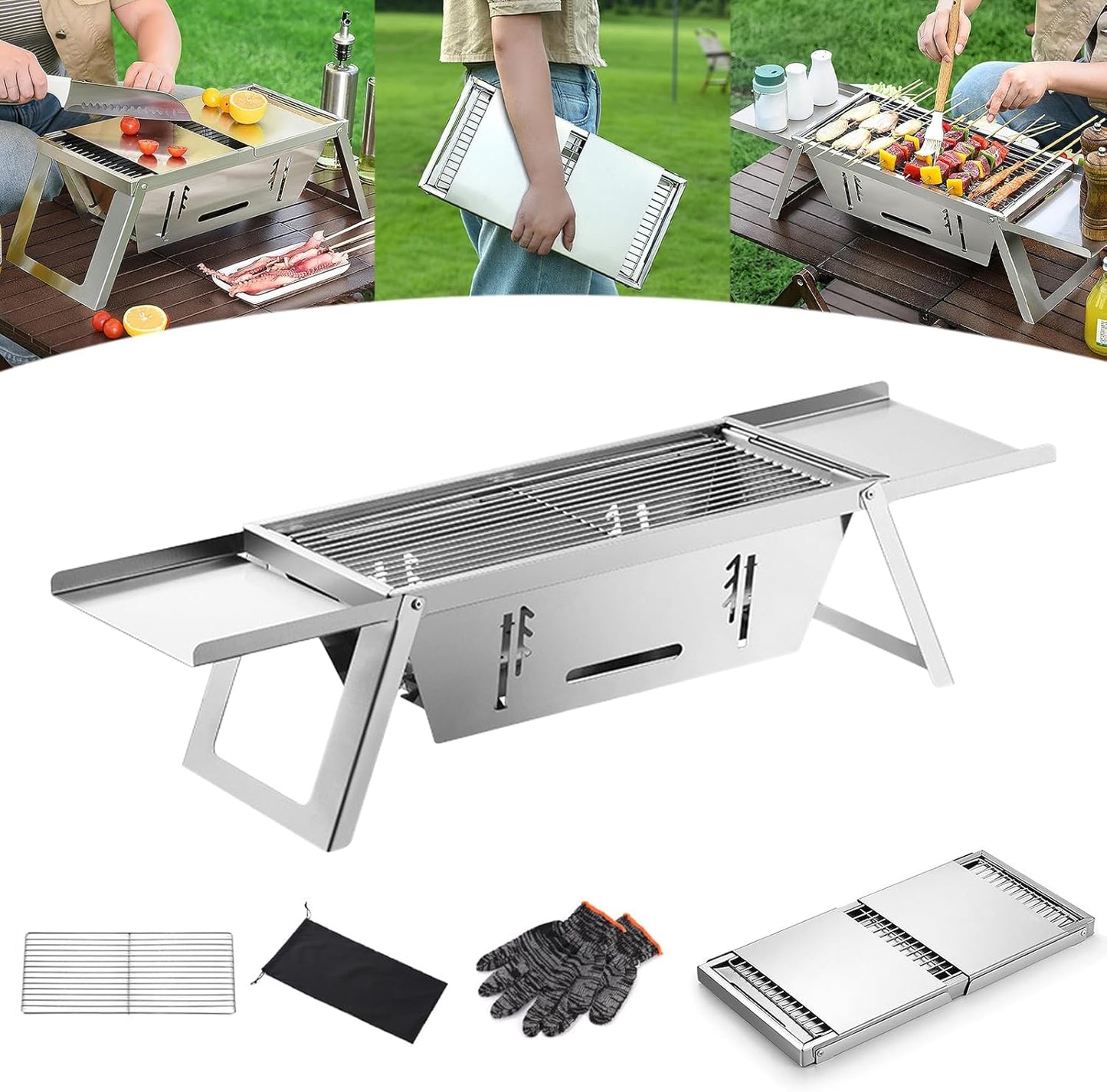 Barbecue Pliable en Inox – La Grillade Où Tu Veux, Quand Tu Veux !