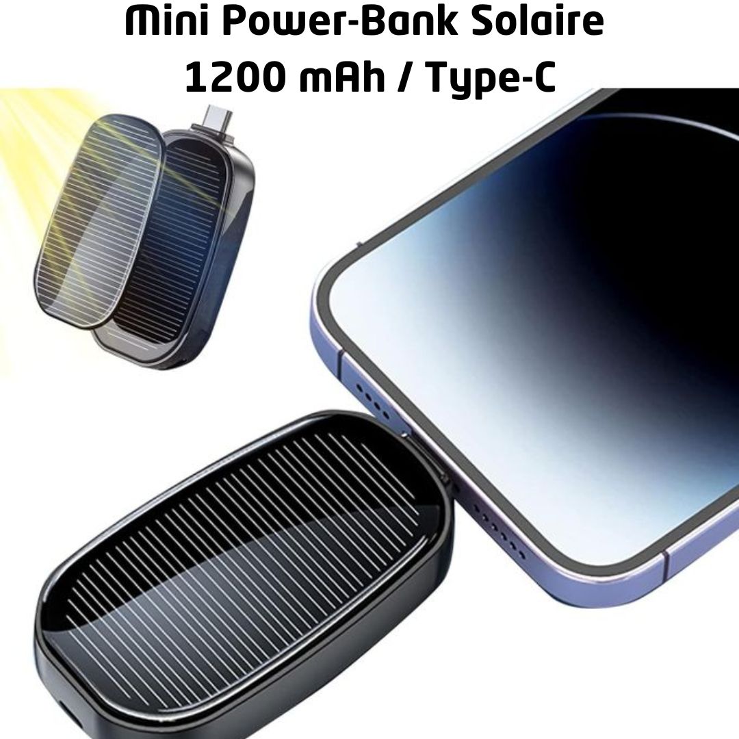 Mini Power-Bank Solaire 1200 mAh Type-C
