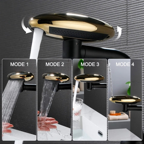 Robinet de lavabo cascade multifonction rotatif à 360° pour salle de bain