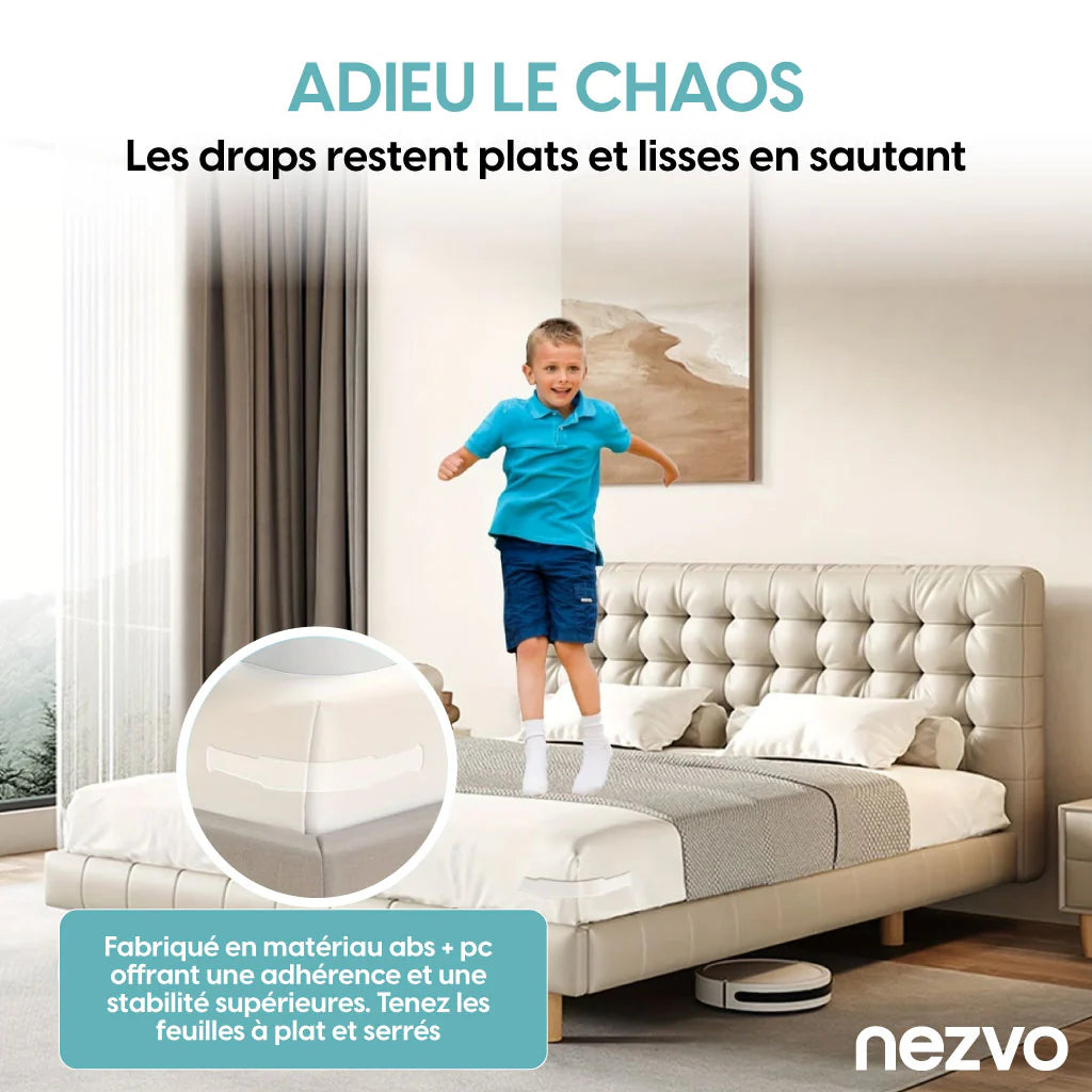 4 Fixateurs de Draps – Votre Lit Toujours Bien Tendu, Sans Effort
