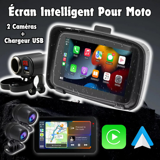 Écran Intelligent 5 pouces Pour Moto Avec 2 Caméras + Chargeur Moto 🎁