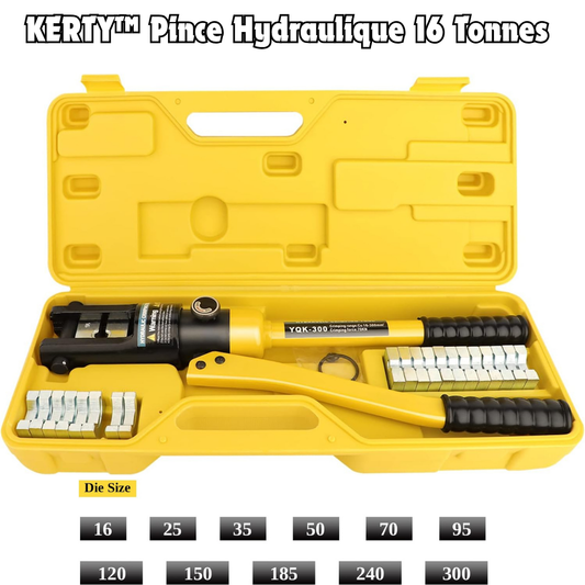 KERTY™ Pince Hydraulique 16 Tonnes – Kit Professionnel avec 11 Matrices