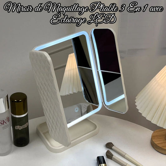 Miroir de Maquillage LED à Trois Côtés : Élégance et Praticité