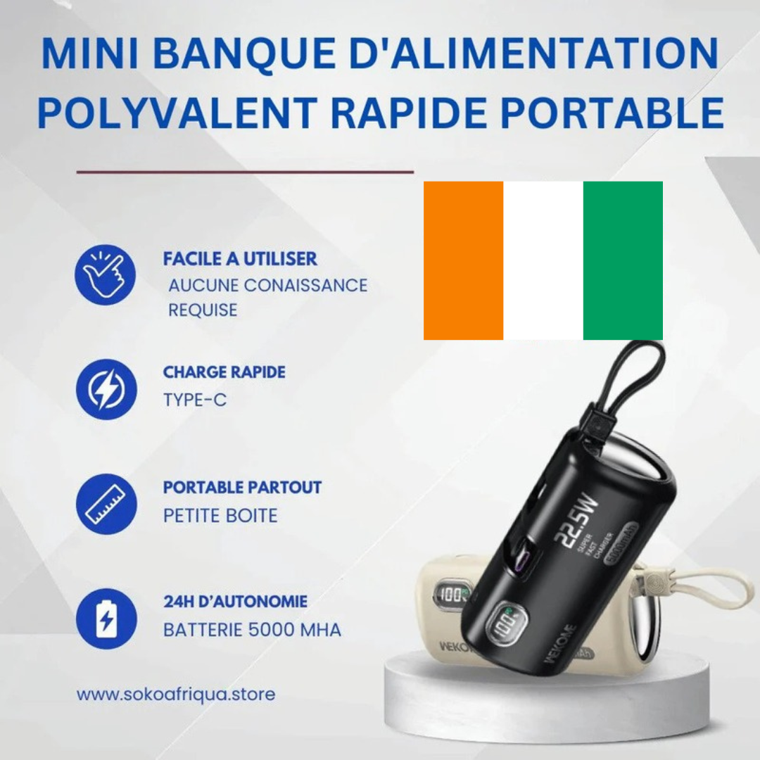 Mini banque d'alimentation polyvalent rapide portable