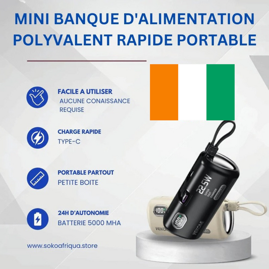 Mini banque d'alimentation polyvalent rapide portable