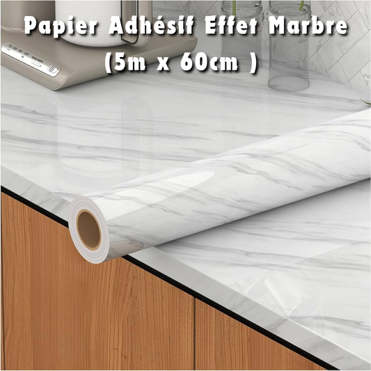 Papier Adhésif Effet Marbre (5m x 60cm ) – Style de Luxe, Sans les Coûts