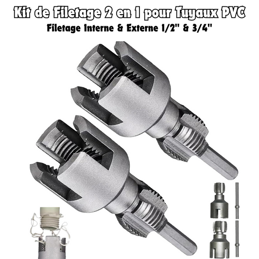 Kit de Filetage 2 en 1 pour Tuyaux PVC (Interne + Externe)