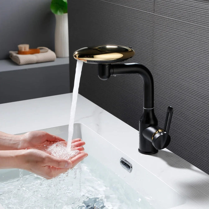 Robinet de lavabo cascade multifonction rotatif à 360° pour salle de bain