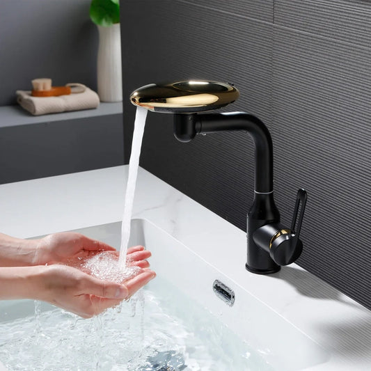 Robinet de lavabo cascade multifonction rotatif à 360° pour salle de bain